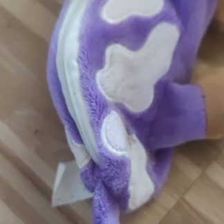 🟣 Cute Purple Plush Cow – Pencil Case with Zipper