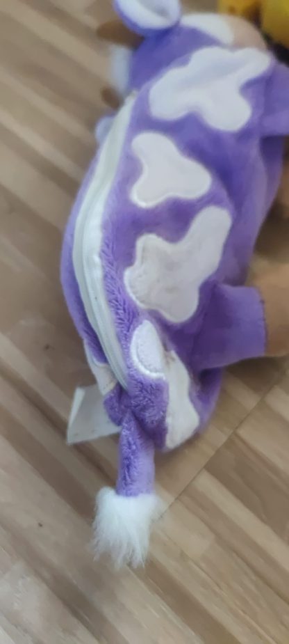 🟣 Cute Purple Plush Cow – Pencil Case with Zipper